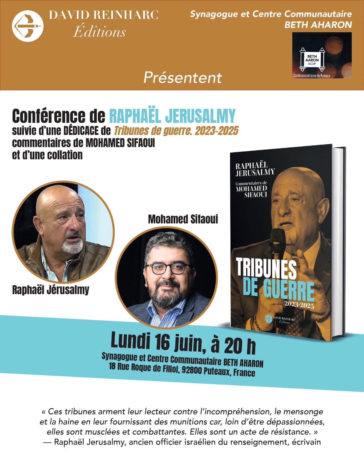Raphaël Jerusalmy Conference - Beth Aharon Puteaux